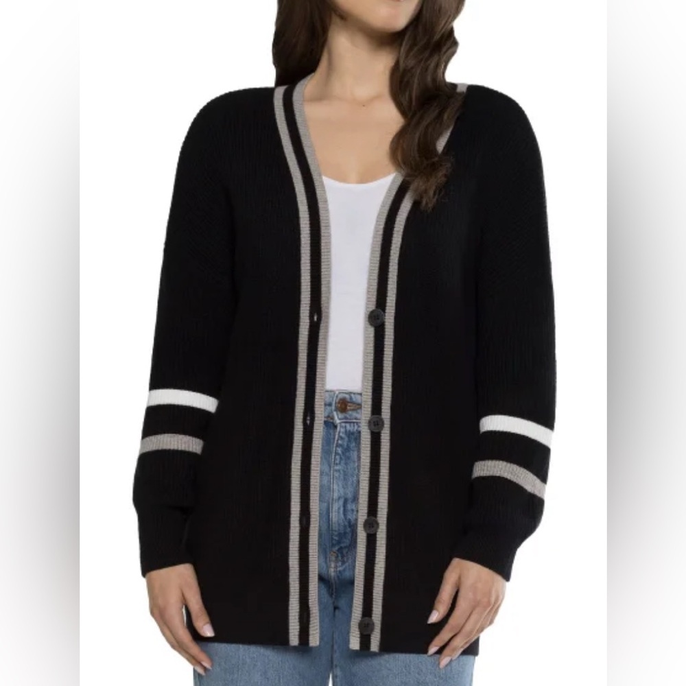 MATTY M Black Gray Women’s Cardigan Sweater Plus Size XXL Black NEW AUTHENTIC